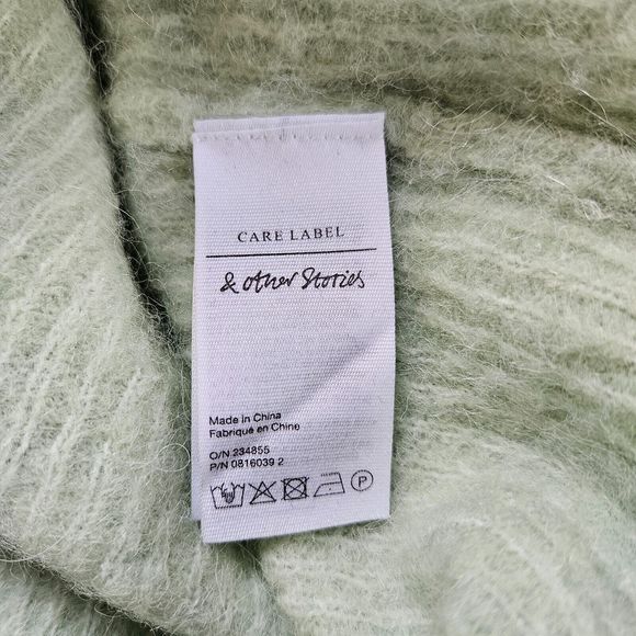 & OTHER STORIES Los Angeles Alpaca Blend V-Neck Sweater Ribbed Knit Oversized M - Picture 6 of 9